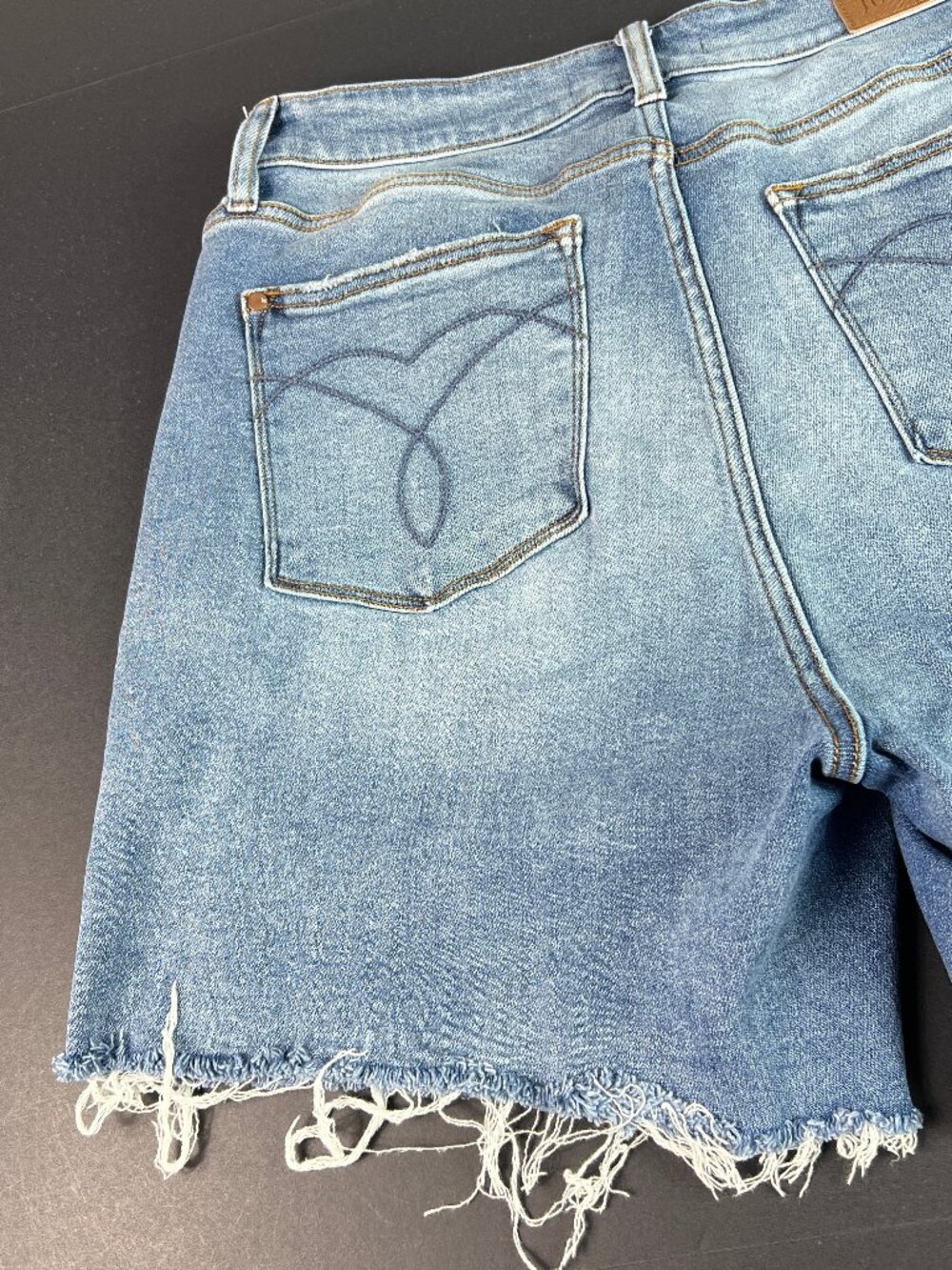 Judy Blue Jean Shorts Womens Plus 35* High Rise Blue Cut Off Denim Jorts Tag 2XL - Picture 7 of 15